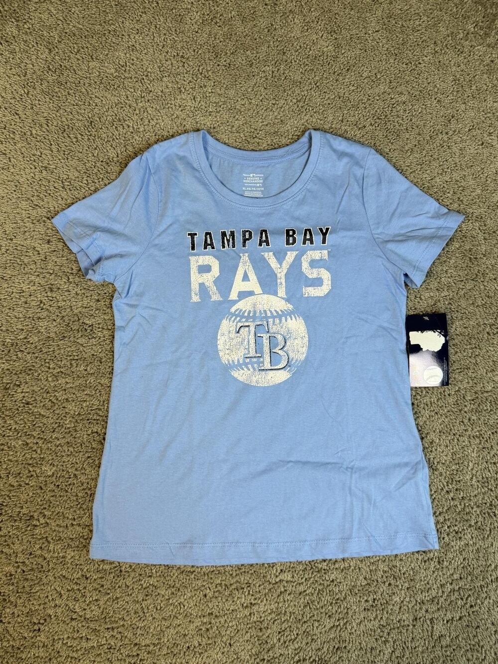 Tampa Bay Rays Shirt Girls XL Blue MLB Baseball Genuine Merchandise Tee